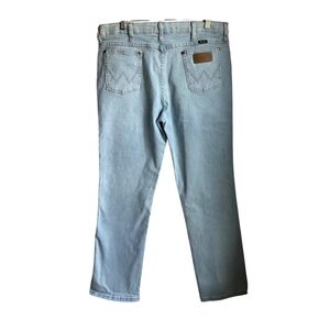 Wrangler Men 36 Bleached Light Wash Denim Jeans Straight Cowboy Cut